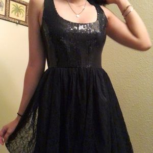 Black Sequin Lace Dress